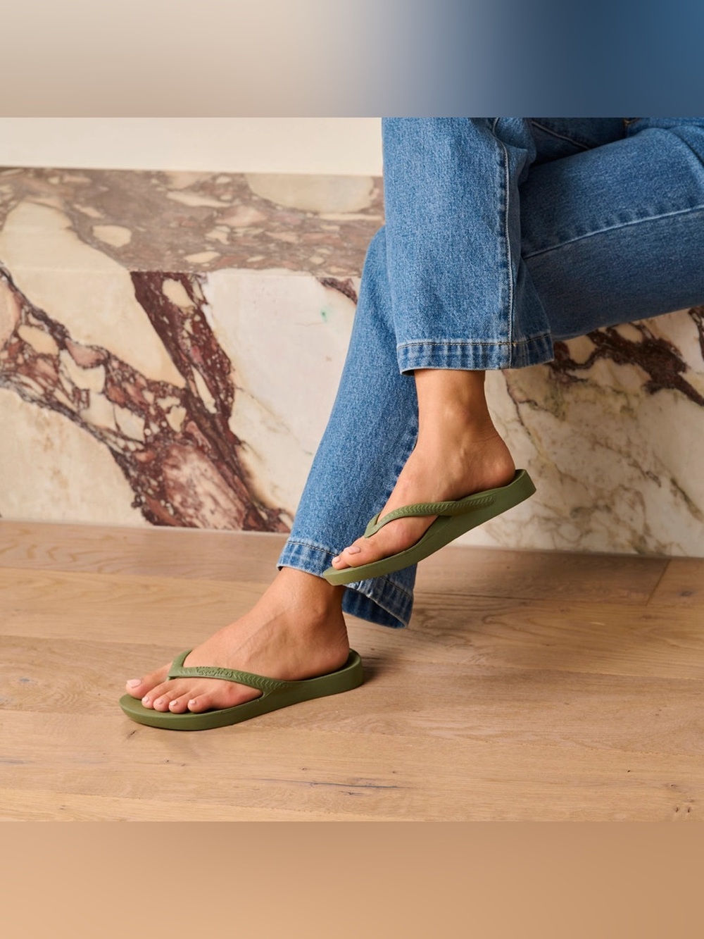 Archie’s Arch Support Flip Flops- Olive- 7